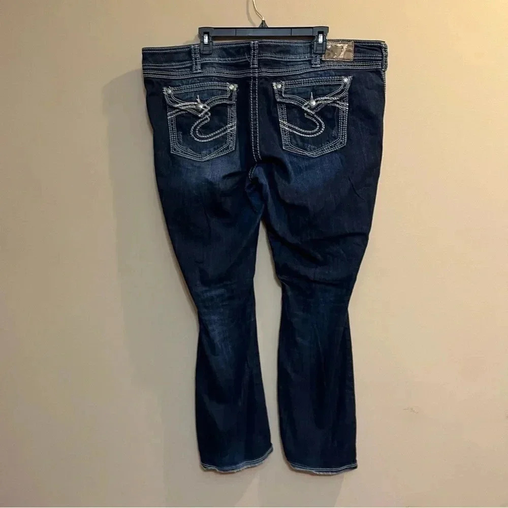 Silver Suki Surplus Jeans S224 L32 Womens Dark Wash Thick Stitched Blue Jeans - Picture 8 of 13
